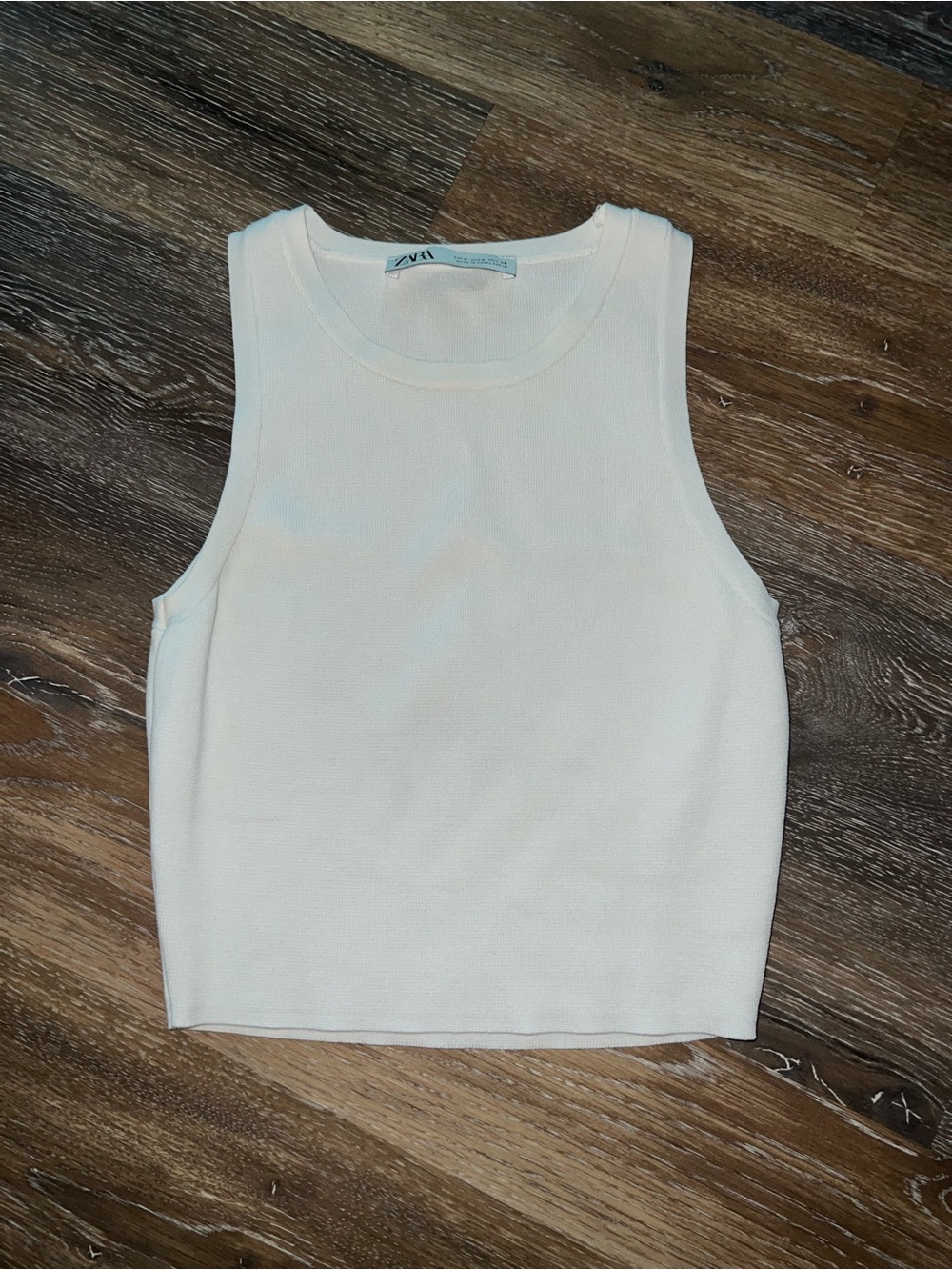 Zara Cream Ribbed Sleeveless Tank